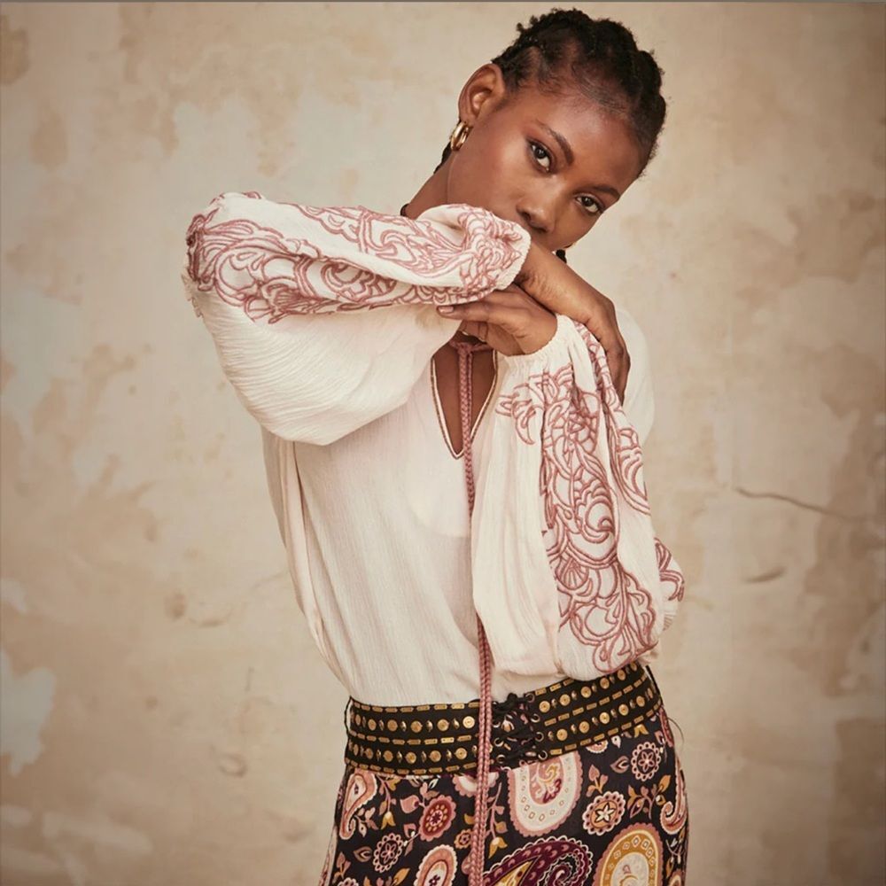 NKN Nekane Rose & Cream Yojana Boho Blouse - medium - $118 MSRP - Picture 2 of 9